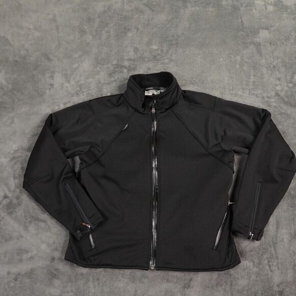 Obermeyer Jacket Womens Small Black Taped Zippers Mock Neck Softshell READ Vents - Picture 1 of 15